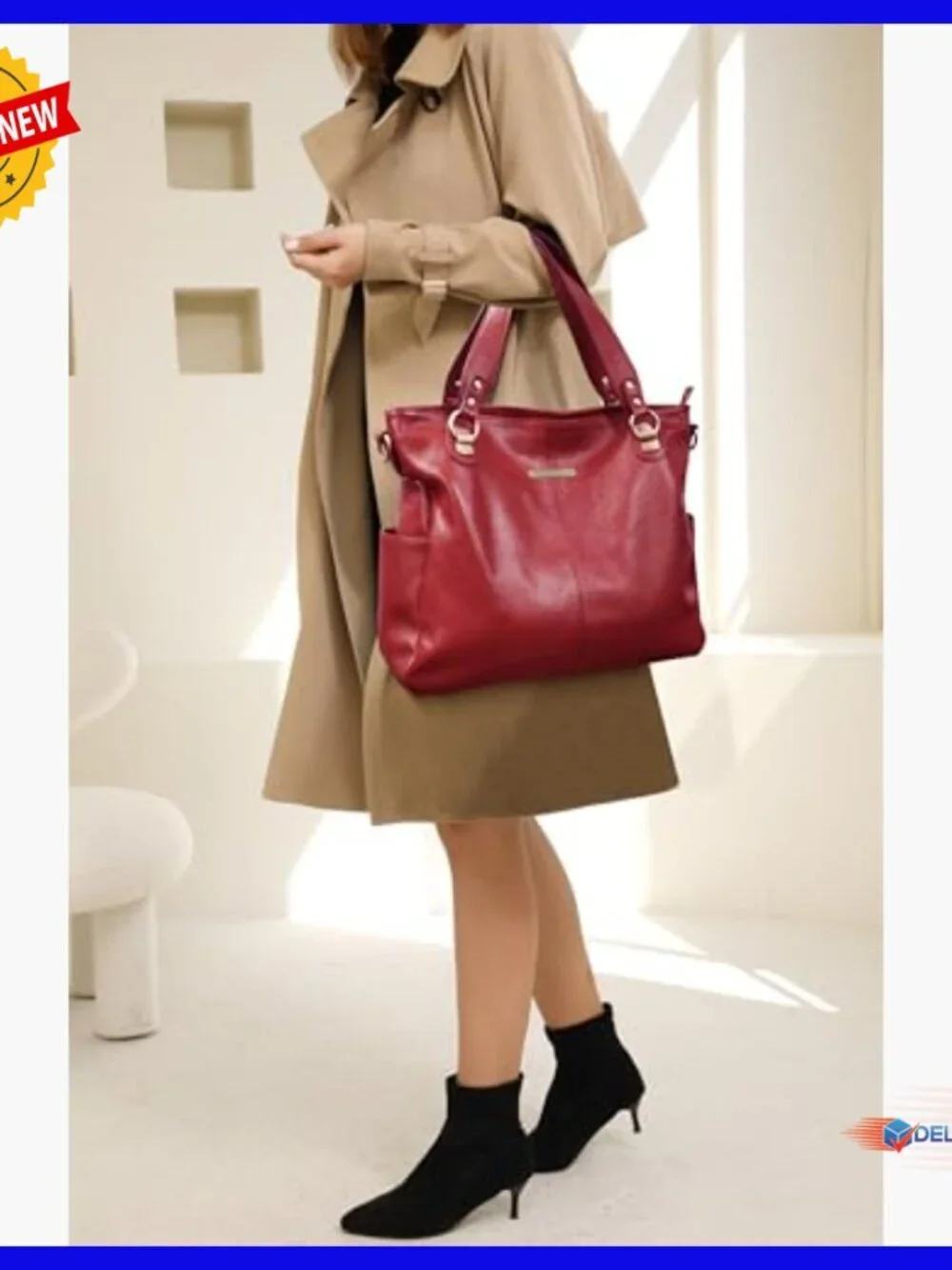 Large Genuine Leather Hobo Tote Bag for Laptop Work Travel